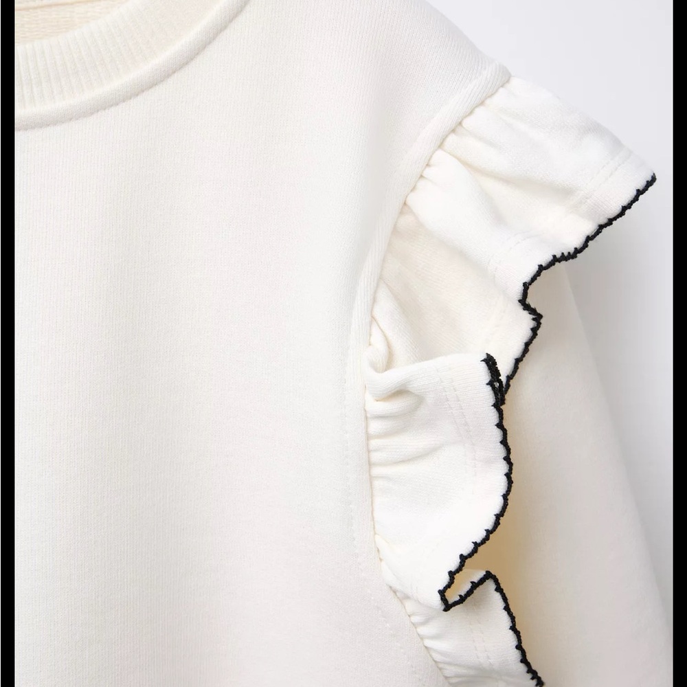 Zara Cream Ruffle Sweatshirt - Picture 2 of 3